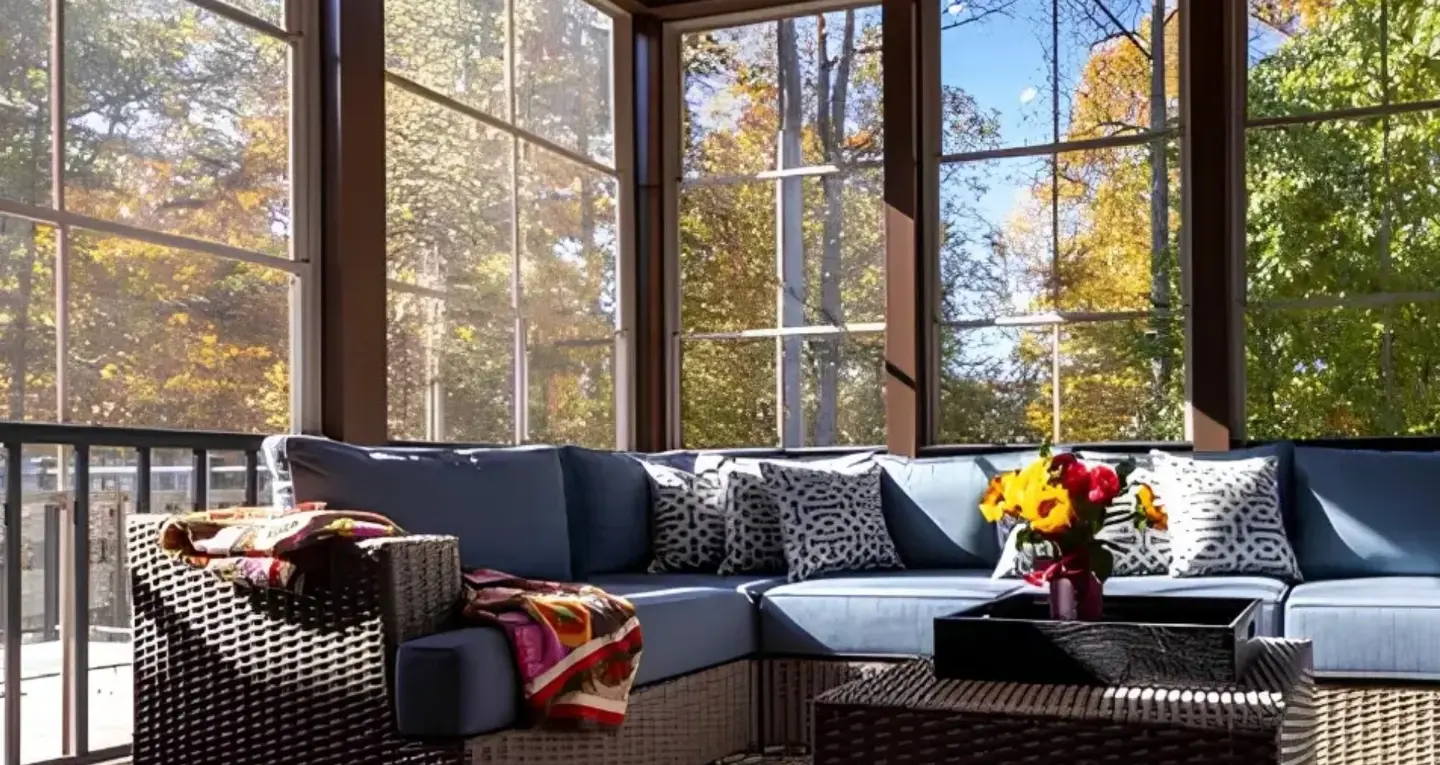 3 season sunroom with trees on the background in wilmington nc