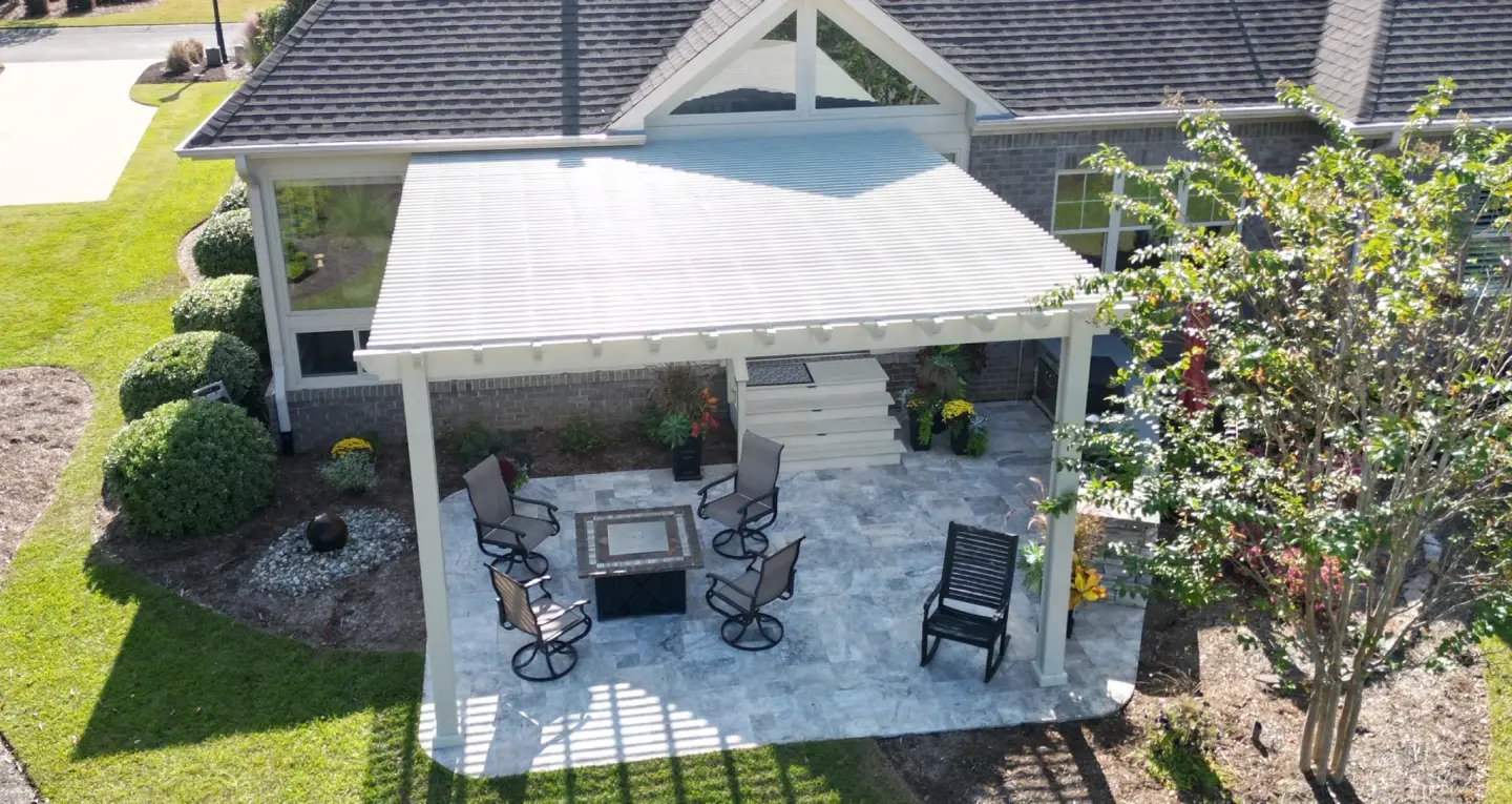 Backyard deck with pergola