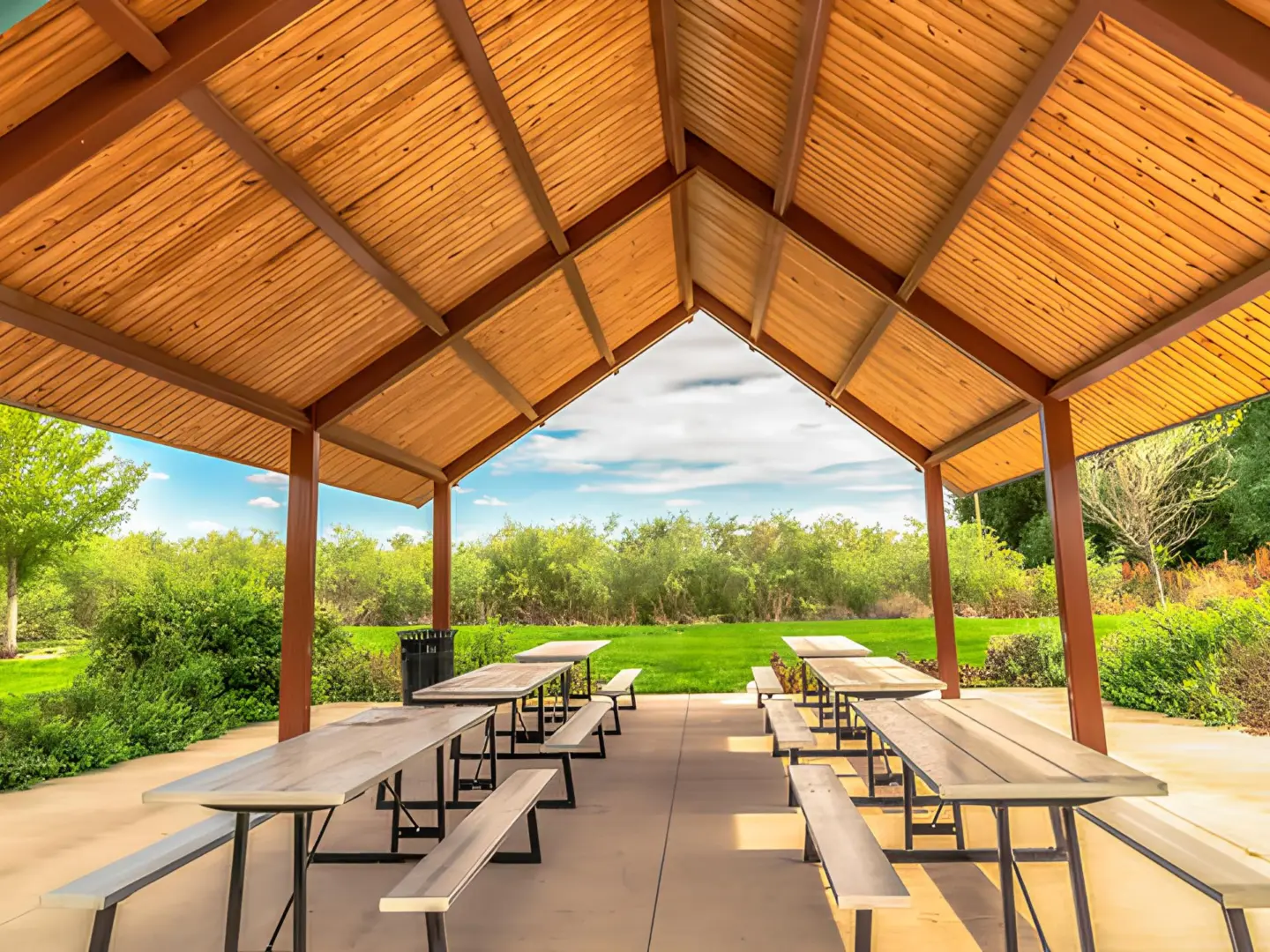 Interior view of a pavilion with overlooking nature scenery in wilmington nc