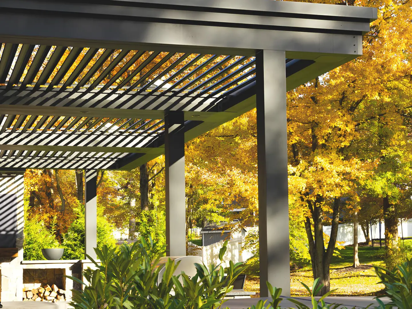 Metal cabana with overlooking dry season trees in wilmington nc
