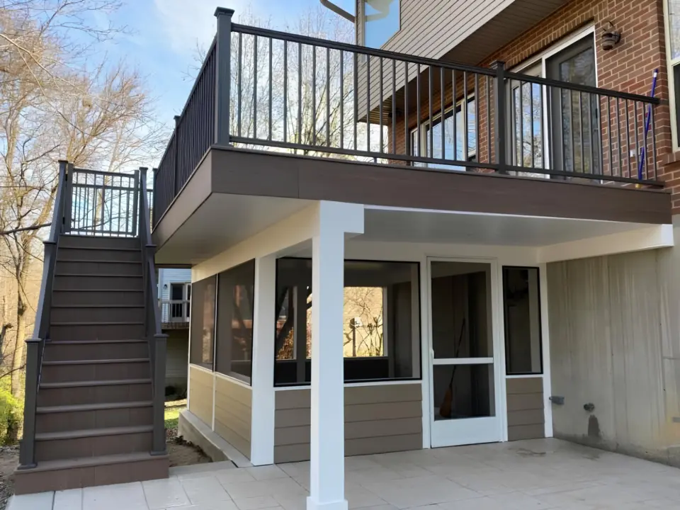 Screened porch below the residential deck