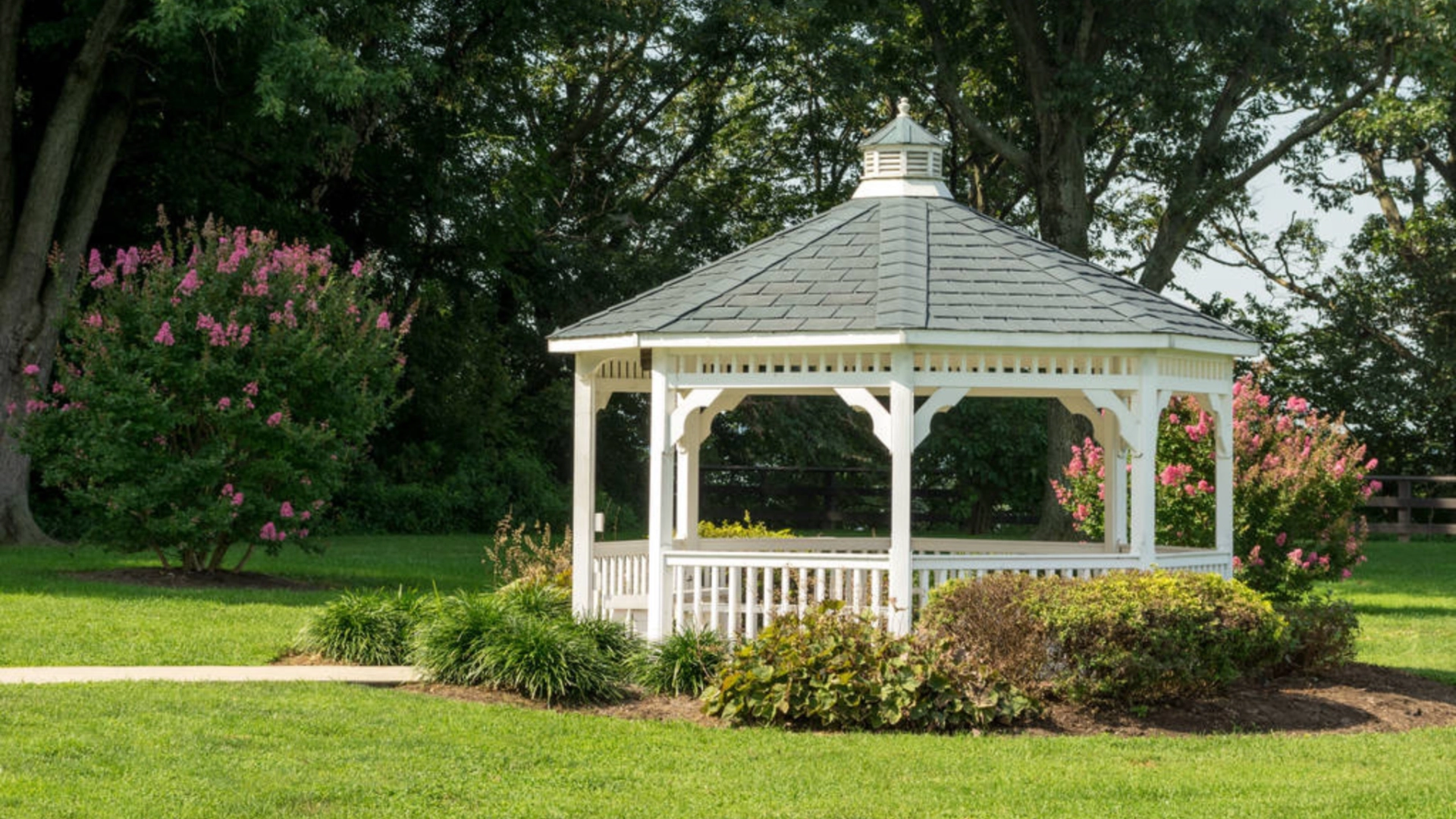Stock pavilion gazebo in a garden park (2)